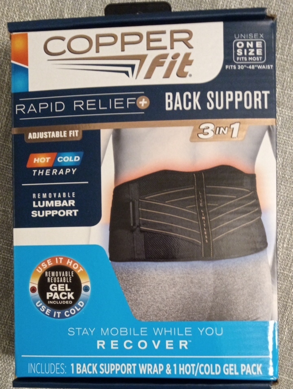 Copper Fit 3 In 1 Hot Cold Therapy Back Support